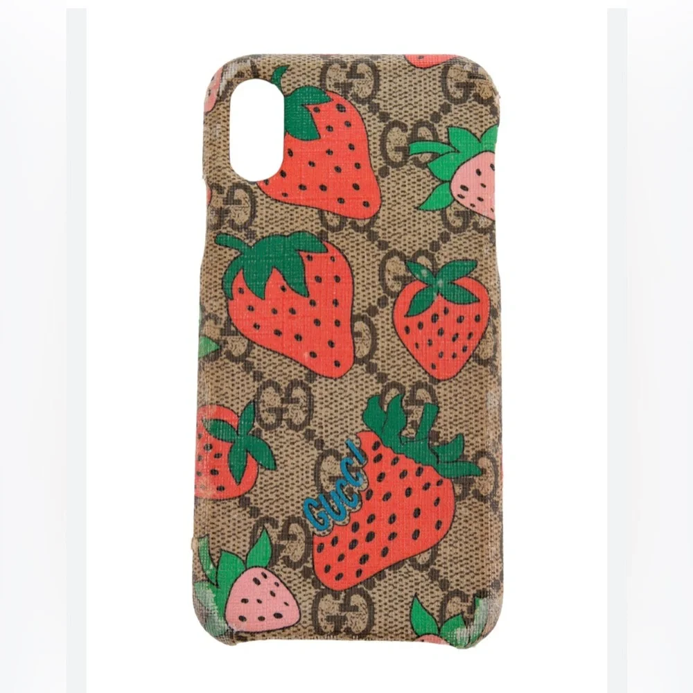 Gucci GG Supreme IPhone Case, Strawberry, New in Box, Retail $275